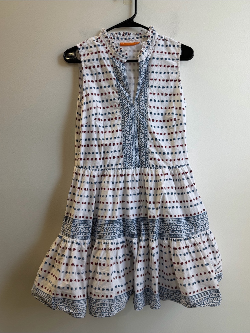 Oliphant Baby Firework Dress In White With Blue And Red